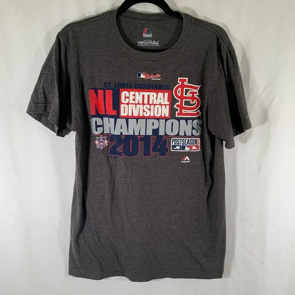St Louis Cardinals Majestic Shirt Men's Medium 2014 Central Champs Short Sleeve - Picture 1 of 6